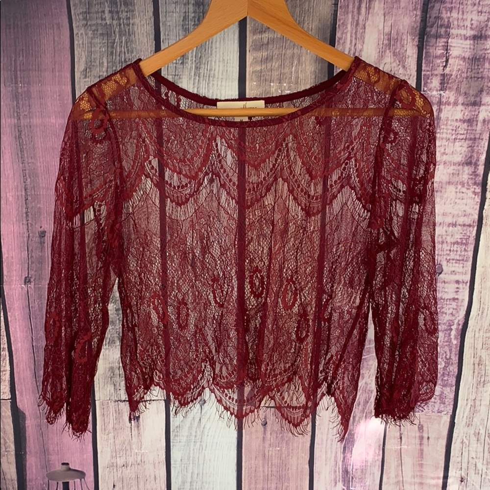Burgundy all lace crop top